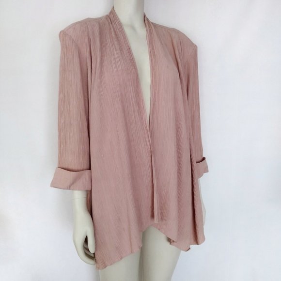 Vintage 1980s Perceptions Pink Open Front 3/4 Sleeve Light Jacket - Picture 4 of 11